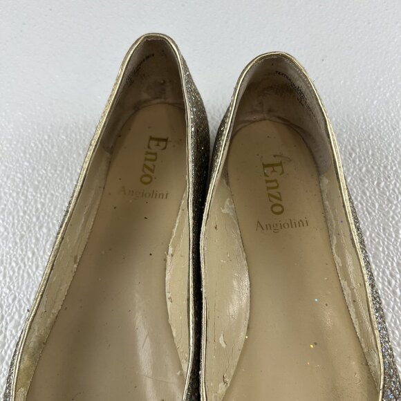 Enzo Angiolini Women 9.5M Gold & Silver Glitter Fairy Ballet Flats W/ Bow Detail - Picture 13 of 14